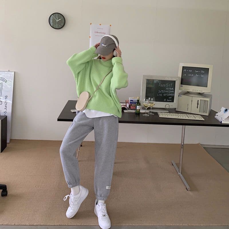 회색 운동 바지 여성 가을 겨울철 2026 새로운 루즈핏 편안함 슬림해 보이는 다용도 털이 있는 캐주얼 조거 바지 웨이 바지 상세 이미지 10