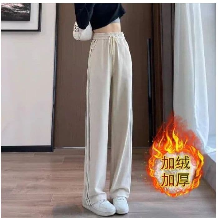 유럽 면 벨벳 복합 마이크로 플레어 바지 가을 겨울 긴 바지 털이 있는 루즈핏 와이드 레그 팬츠 도루 센스 9 포인트 캐주얼 바지 트렌디 상세 이미지 29