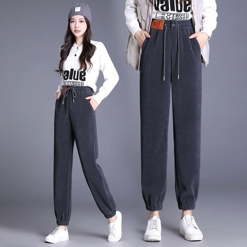 복잡한 북극 플러시 할란 웨이 바지 아이들 가을 겨울철 외출용 보온 다용도 루즈핏 슬림해 보이는 조거 캐주얼 바지