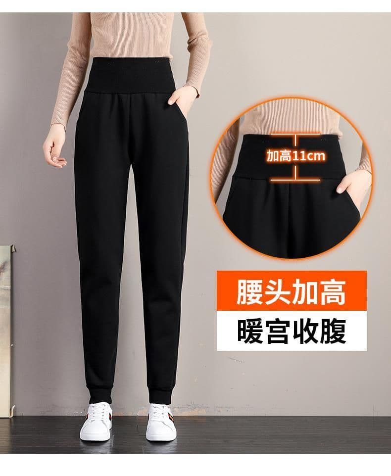 원본 허리 머리 복합 북극 플러시 털이 있는 여성 루즈핏 조거 가을 겨울철 높은 허리 바지 두꺼운 웨이 바지 외출용 바지 상세 이미지 8