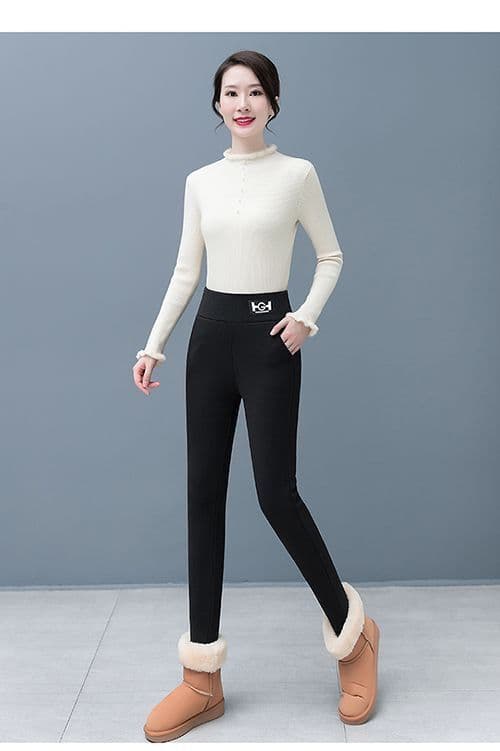복합 북극 플러시 가을 겨울철 털이 있고 두꺼운 레깅스 여성 외출용 높은 허리 바지 따뜻한 바지 방한 바지 상세 이미지 11