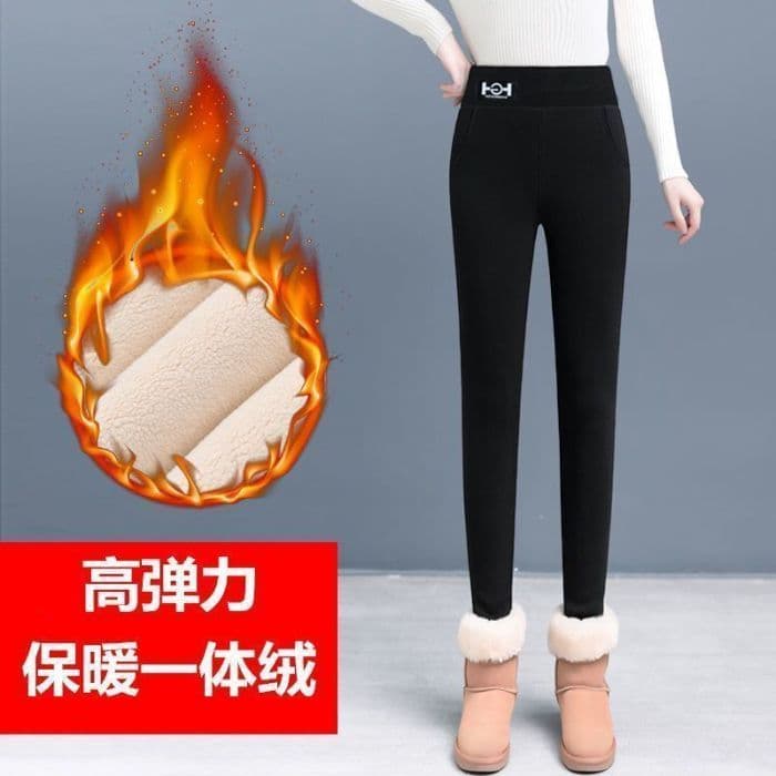 복합 북극 플러시 가을 겨울철 털이 있고 두꺼운 레깅스 여성 외출용 높은 허리 바지 따뜻한 바지 방한 바지 상세 이미지 18
