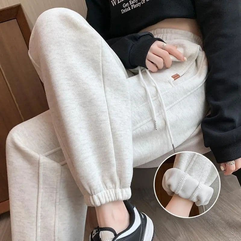 후아 면 복합 진짜 슈퍼 슈퍼 화재 새로운 루즈핏 조거 하렘 바지 봄 가을 캐주얼 바지 겨울 털이 있는 웨이 바지 여성