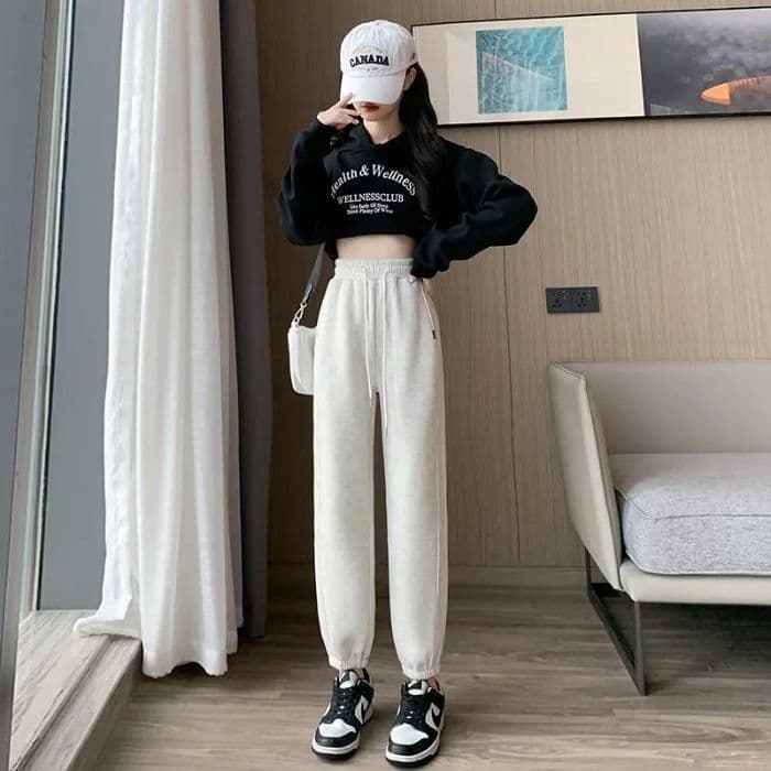 후아 면 복합 진짜 슈퍼 슈퍼 화재 새로운 루즈핏 조거 하렘 바지 봄 가을 캐주얼 바지 겨울 털이 있는 웨이 바지 여성 상세 이미지 7