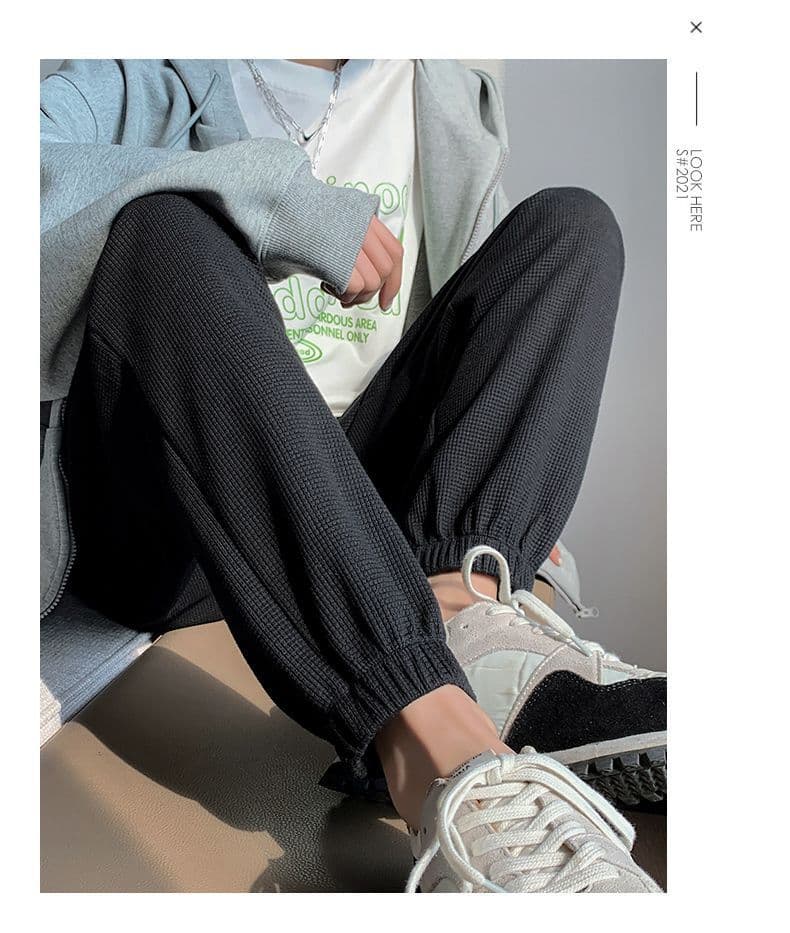 봄 여름 후아 남편 그리드 루즈핏 랜턴 하이웨이스트 여성 조거 웨이 바지 캐주얼 빅 사이즈 긴 바지 펌프 로프 운동 바지 맞춤 상세 이미지 10