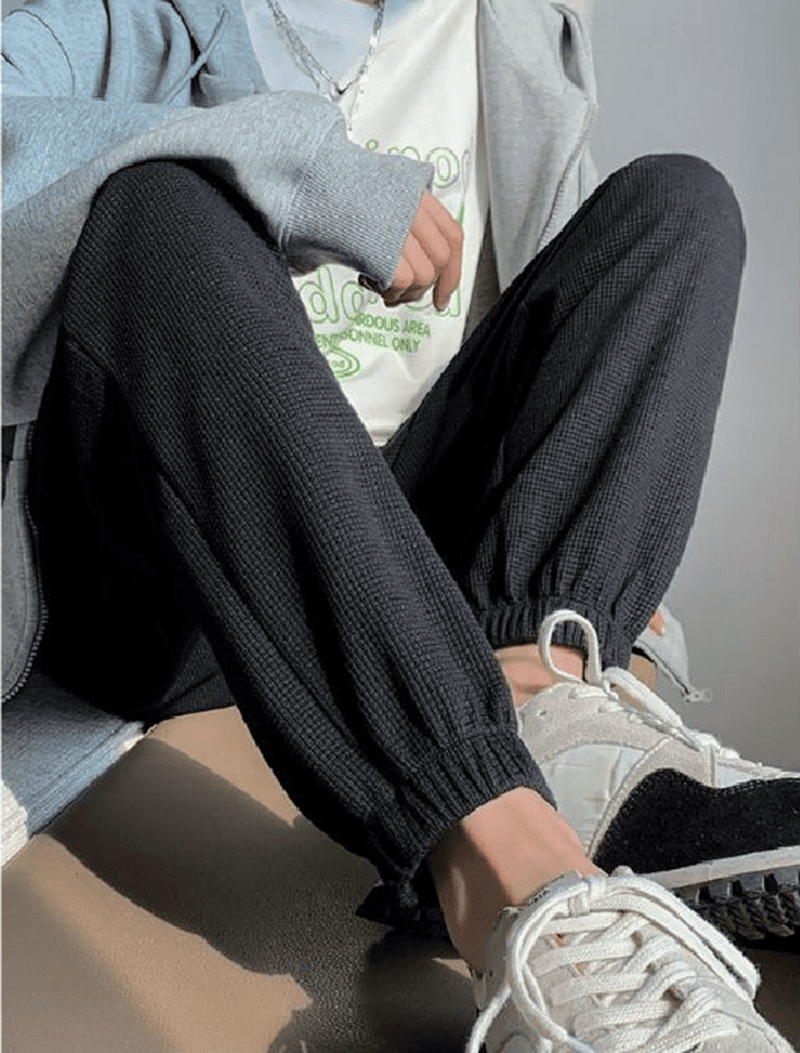 봄 여름 후아 남편 그리드 루즈핏 랜턴 하이웨이스트 여성 조거 웨이 바지 캐주얼 빅 사이즈 긴 바지 펌프 로프 운동 바지 맞춤 상세 이미지 13