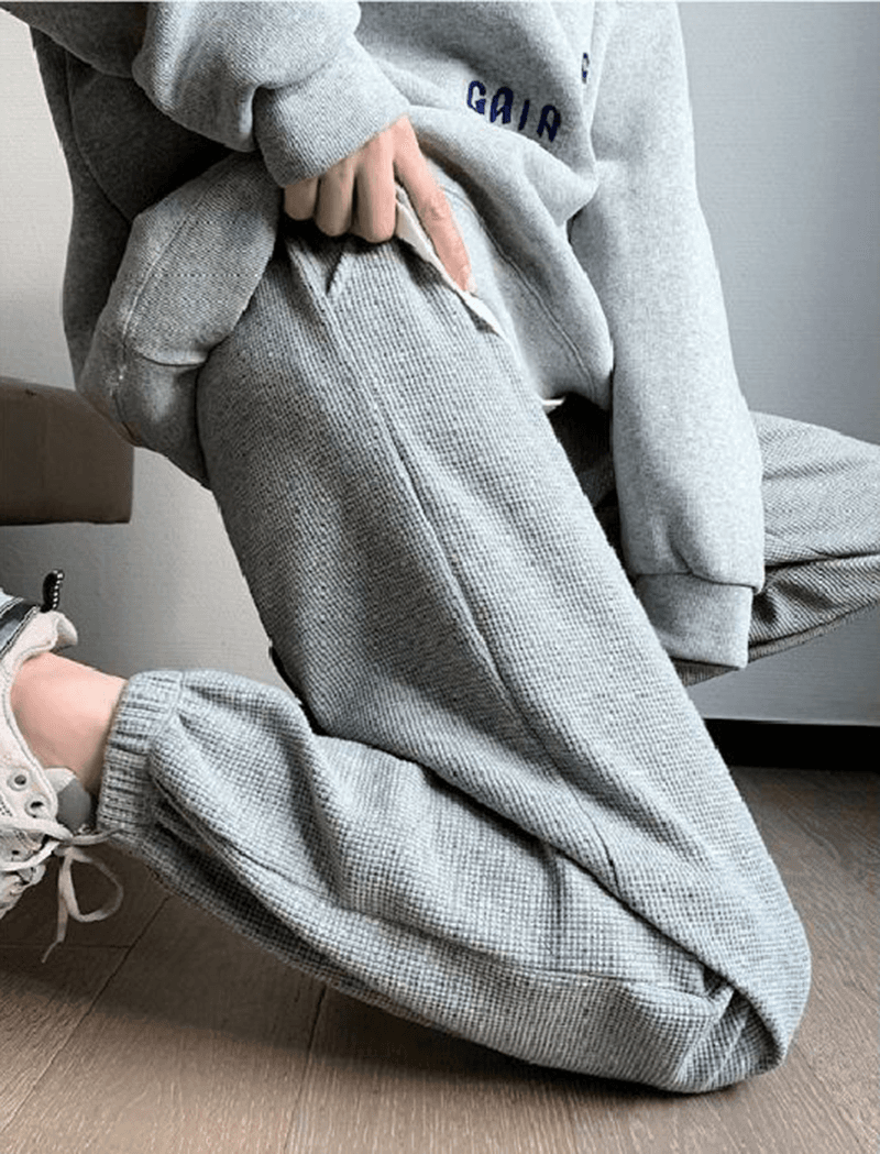봄 여름 후아 남편 그리드 루즈핏 랜턴 하이웨이스트 여성 조거 웨이 바지 캐주얼 빅 사이즈 긴 바지 펌프 로프 운동 바지 맞춤 상세 이미지 14