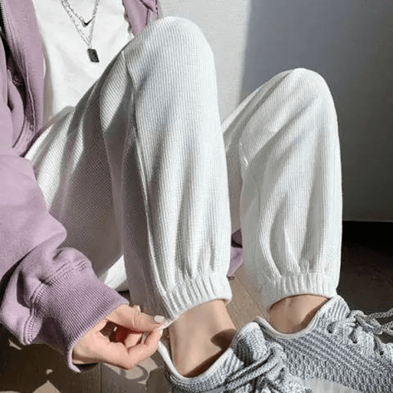 봄 여름 후아 남편 그리드 루즈핏 랜턴 하이웨이스트 여성 조거 웨이 바지 캐주얼 빅 사이즈 긴 바지 펌프 로프 운동 바지 맞춤 상세 이미지 22