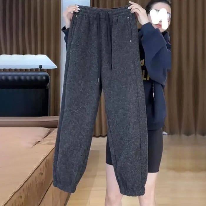 운동 캐주얼 하렘 바지 여성 2026 봄 가을 새로운 지방 mm 루즈핏 빅 사이즈 털이 있고 두꺼운 슬림해 보이는 조거 웨이 바지 상세 이미지 7