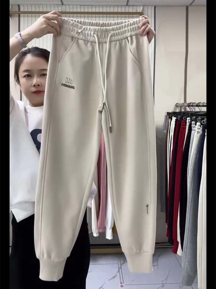 원본 후아 면 이후 주머니 털이 있고 두꺼운 캐주얼 웨이 바지 여성 겨울 루즈핏 조거 하렘 바지 하이웨이스트 상세 이미지 5