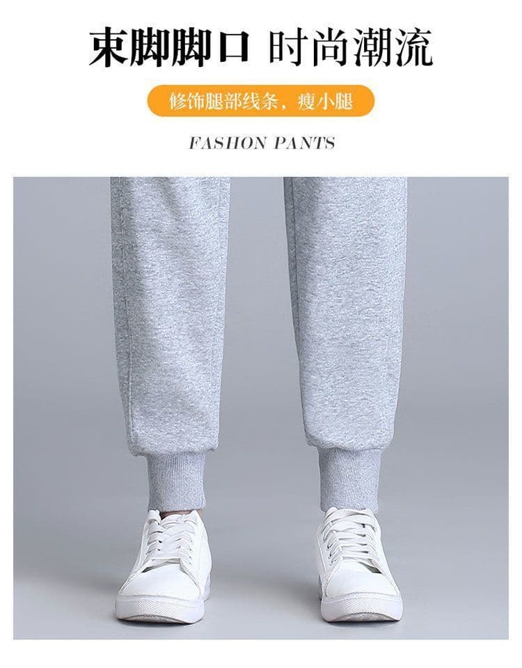 조거 운동 바지 봄 가을 겨울 2026 새로운 회색 바지 여성 캐주얼 작은 발 웨이 바지 할란 털이 있고 두꺼운 상세 이미지 11