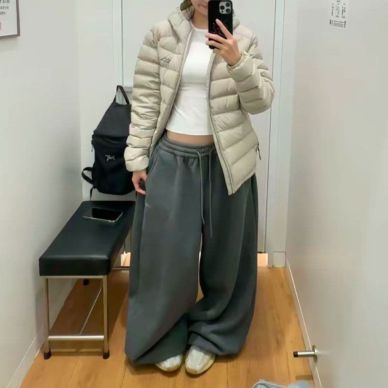 2026 년 가을 새로운 레트로 아메리칸 느긋한 바람 자수 루즈핏 패치워크 넓은 다리 캐주얼 춤추기 웨이 바지 여성 트렌디 상세 이미지 12
