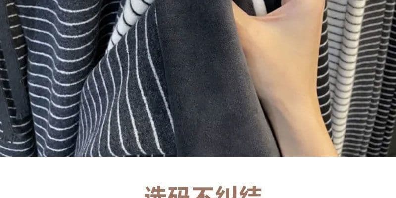 복합 진짜 슈퍼 한국 스타일 레트로 스트라이프 털이 있는 보온 캐주얼 바지 여성 봄 가을 하이웨이스트 스트레이트 와이드 레그 팬츠 상세 이미지 9