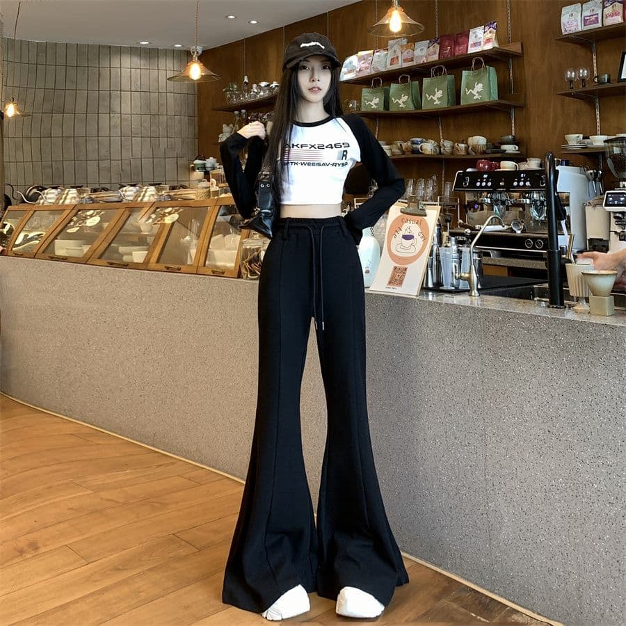 한 부서 동대문 새로운 가을 새로운 대 나팔 넓은 다리 하이웨이스트 도루 센스 슬림해 보이는 다용도 캐주얼 운동 바지 상세 이미지 21