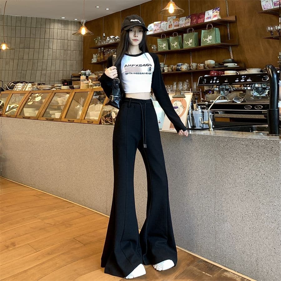 한 부서 동대문 새로운 가을 새로운 대 나팔 넓은 다리 하이웨이스트 도루 센스 슬림해 보이는 다용도 캐주얼 운동 바지 상세 이미지 22