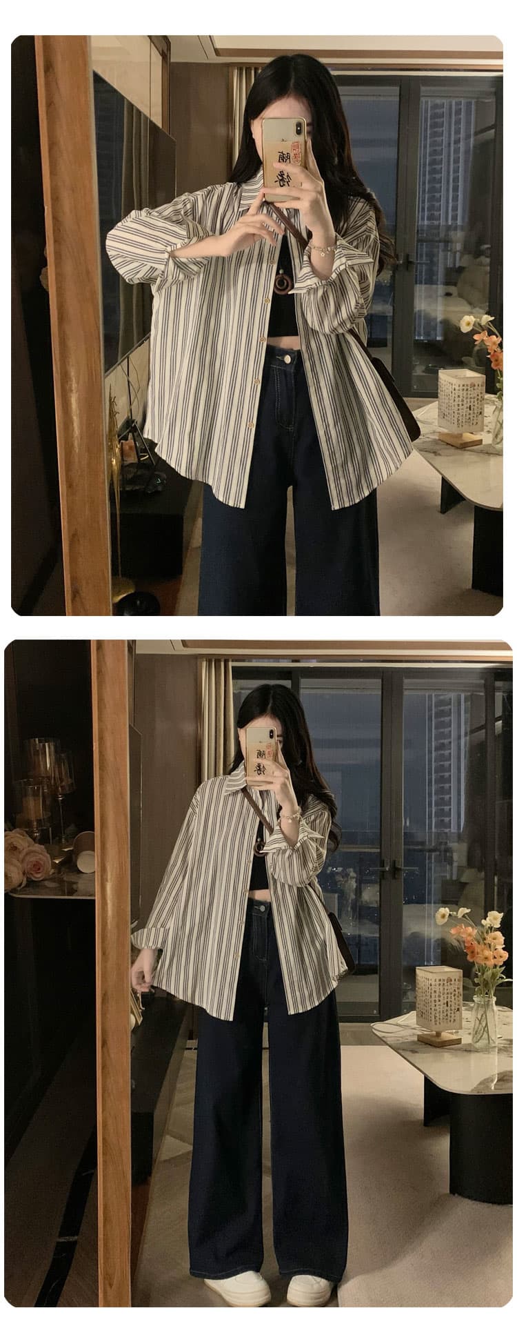 느긋한 바람 체크무늬 긴팔 셔츠 여성 새로운 문예 캐주얼 다용도 싱글 줄 버튼 셔츠 맨위 가을 의상 새로운 상세 이미지 7
