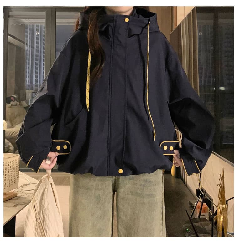 봄과 가을 미니멀리즘 단색 재킷 200 kg 자이언트 슬림해 보이는 표지 고기 재킷 맨위 방풍 방수 오픈 가디건 자켓 상세 이미지 13