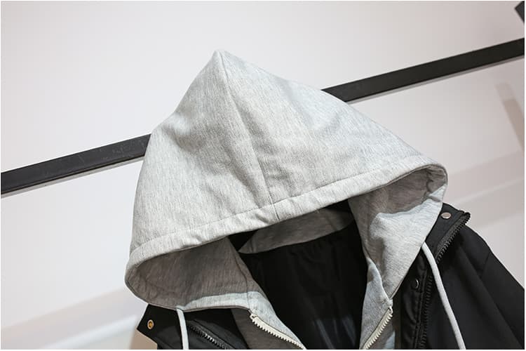 페이크 레이어드 더블 지퍼 자켓 방수 재킷 빅 사이즈 여성 의류 지방 mm 200 kg 봄 드레스 긴팔 오픈 가디건 맨위 상세 이미지 14