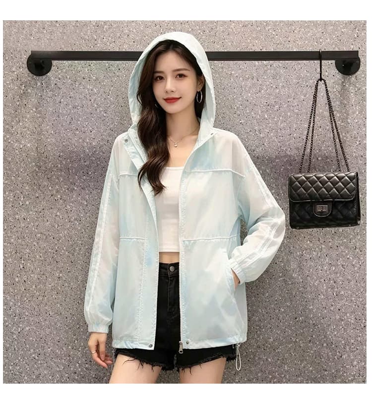 자외선 차단 의류 새로운 긴팔 빅 사이즈 루즈핏 오픈 가디건 후드 여행 나가라. 자외선 차단 자외선 외투 여름 드레스 상세 이미지 15