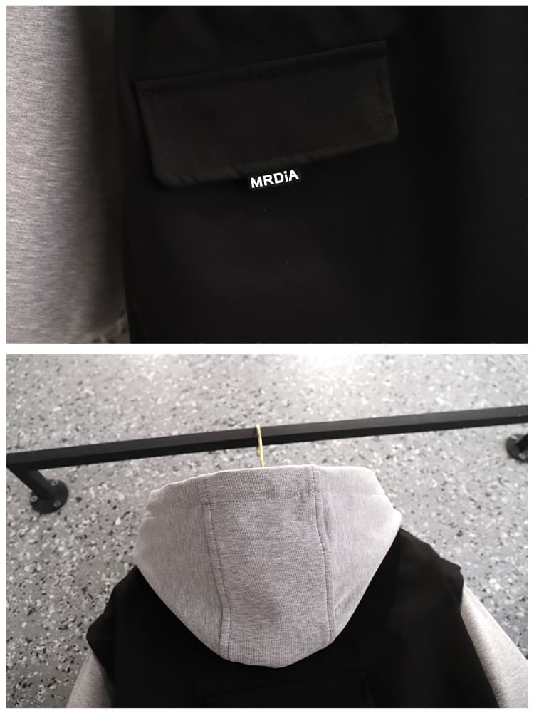 봄과 가을 옷 새로운 지방 방수 mm 자매 빅 사이즈 여성 후드 더블 지퍼 재킷 재킷 맨위 긴팔 패치워크 학원 상세 이미지 16