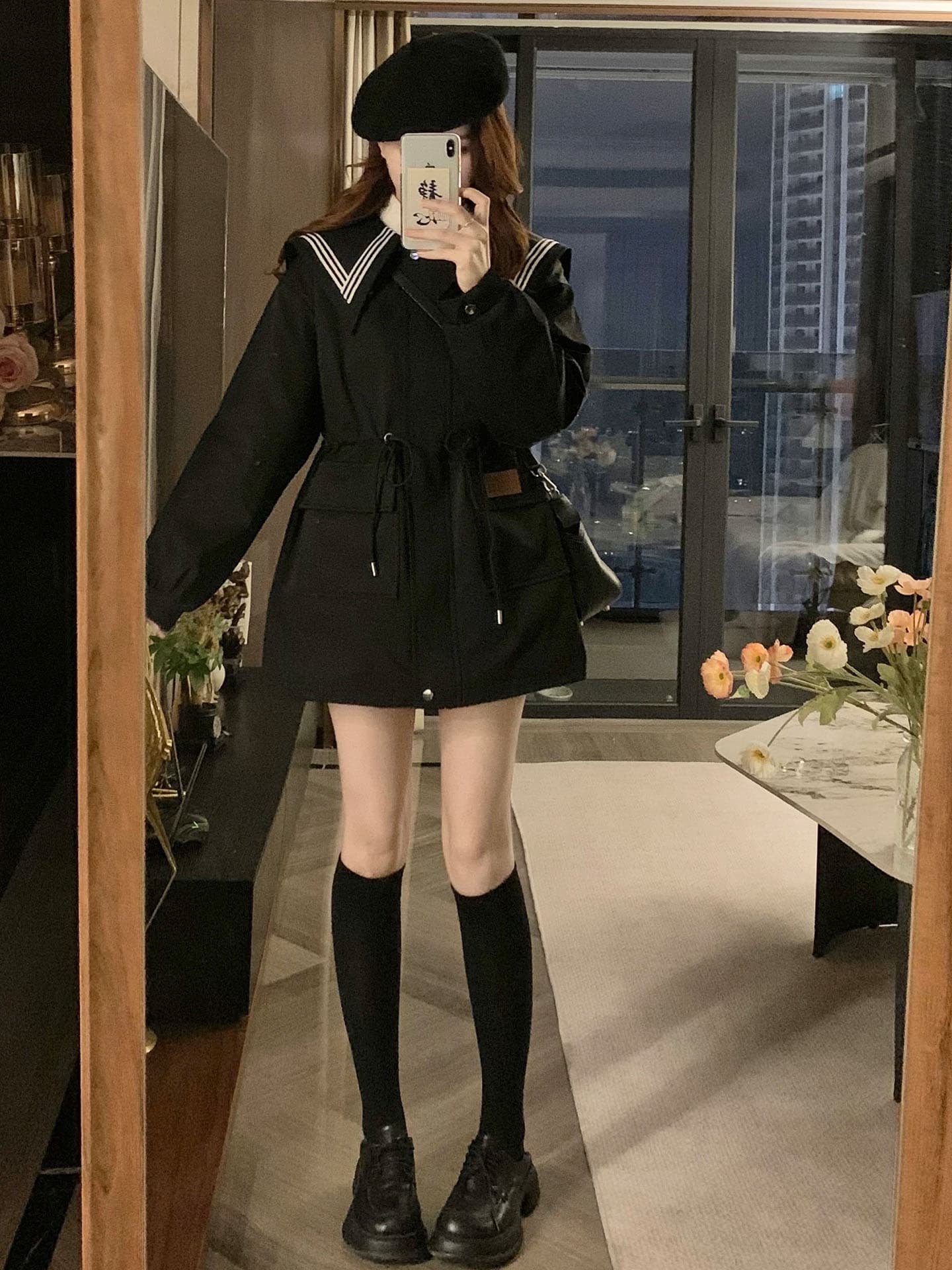 가을 의상 새로운 베이비 칼라 학원 스타일 슬림해 보이는 맨위 재킷 웃음 하 바람 오픈 가디건 지퍼 펌프 로프 패션 긴팔 이미지 4