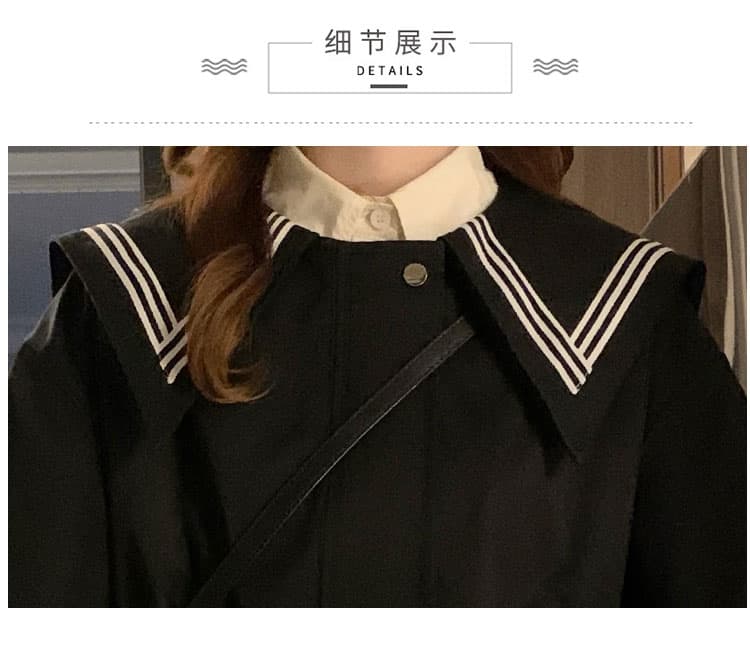 학원 스타일 웃음 하 바람 재킷 맨위 패션 베이비 칼라 해군 칼라 슬림해 보이는 중간 길이 펌프 로프 상세 이미지 11