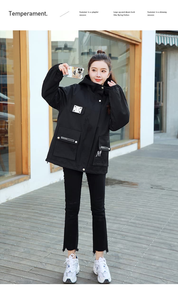 새로운 가을 의상 긴팔 자수 복합 두꺼운 재킷 재킷 여성 셔츠 학원 스타일 오픈 가디건 패션 야외 캐주얼 상세 이미지 24