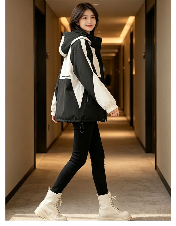 가을 의상 새로운 자켓 긴팔 야외 맨위 방풍 방수 슬림해 보이는 후드 배색 재킷 재킷 작은 키 상세 이미지 7