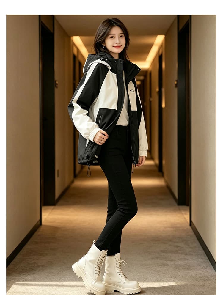 가을 의상 새로운 자켓 긴팔 야외 맨위 방풍 방수 슬림해 보이는 후드 배색 재킷 재킷 작은 키 상세 이미지 21