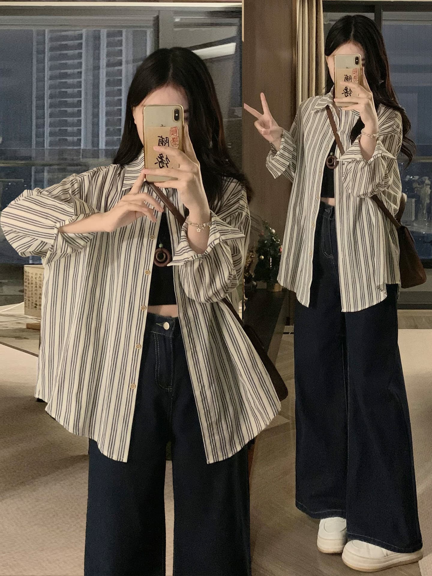 느긋한 바람 체크무늬 긴팔 셔츠 여성 새로운 문예 캐주얼 다용도 싱글 줄 버튼 셔츠 맨위 가을 의상 새로운 이미지 2