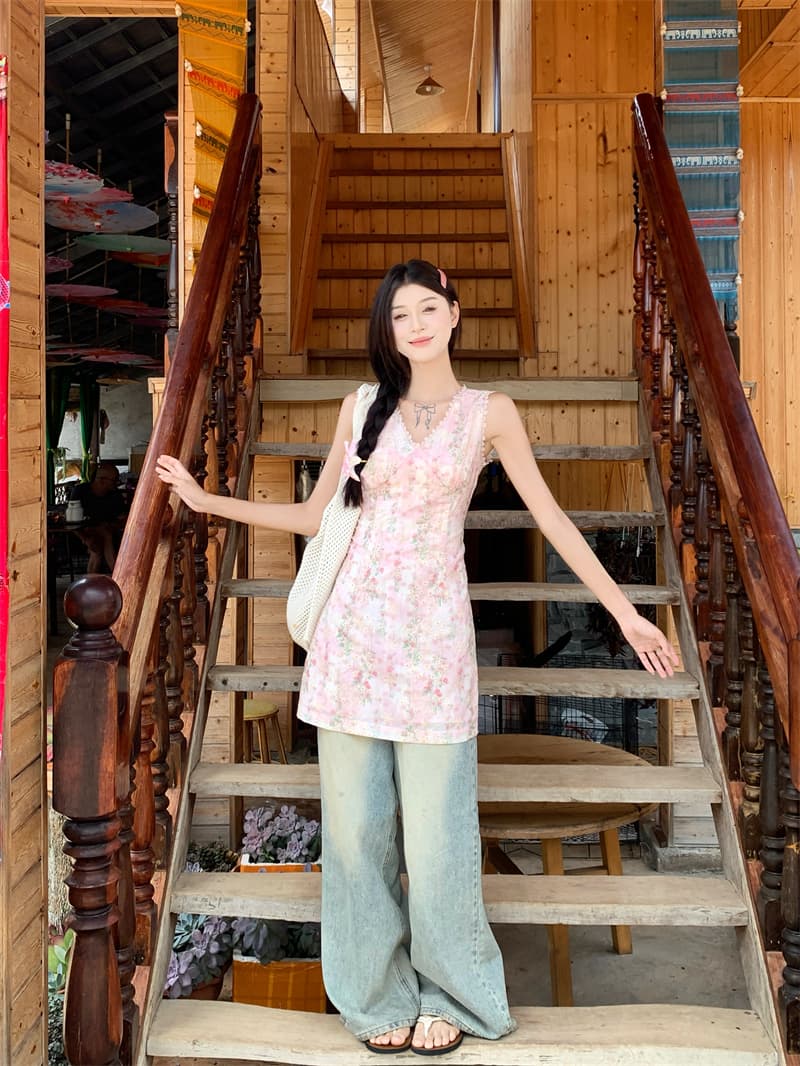실사 정가 홀로우 아웃 자수 여성 드레스 달콤함 품격 슬림해 보이는 민소매 다용도 치마 상세 이미지 1