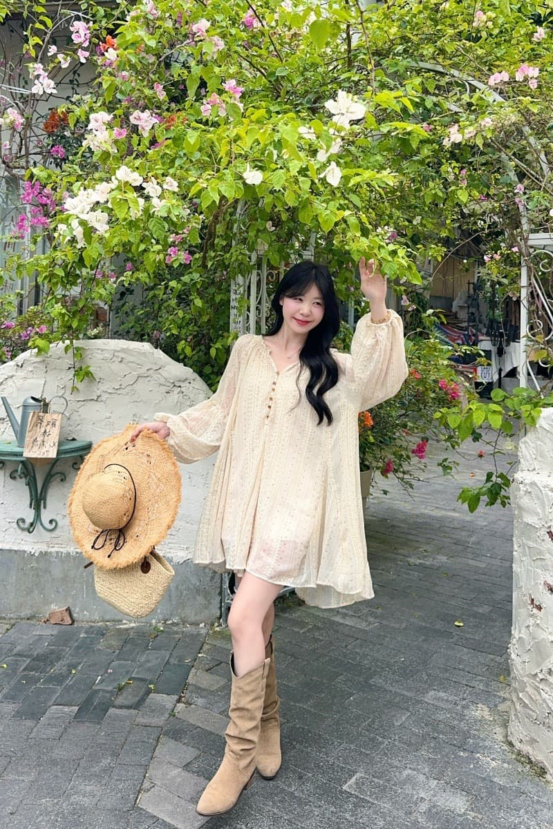 실사 정가 프랑스식 긴팔 여성 드레스 레이스 측면 디자인 센스 자이언트 잘 생긴 루즈핏 치마 조끼 세트 이미지 6