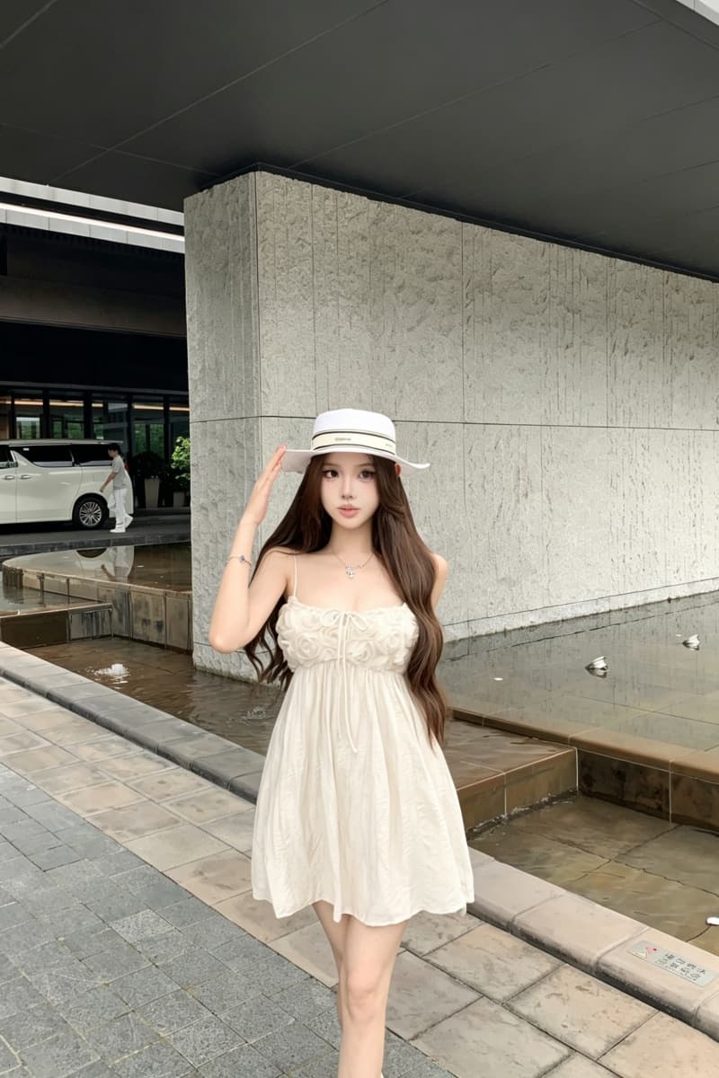 실사 정가 트윈 룸 달콤한 사쿠라 디자인 센스 꽃 주름 슬립 여성 드레스 한 마디 슬림해 보이는 미니 스커트 여름 상세 이미지 16