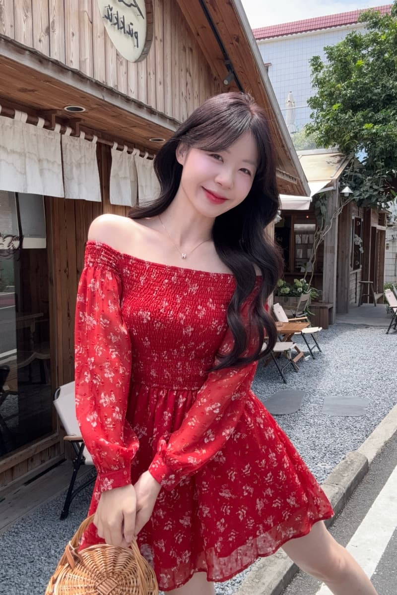 실사 사랑 꽃 증서 달콤함 빨간색 튜브탑 명중 가져 가라. 드레스 허리 수축 슬림해 보이는 치마 상세 이미지 4