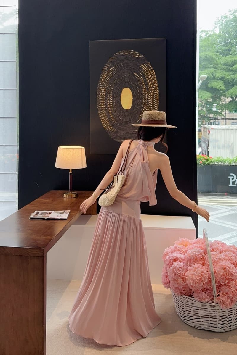 실사 정가 미 시 동백 나무 140g 광택 모방 아세트산 호흡 센스 프랑스식 행침 목 조끼 반신 스커트 상세 이미지 15