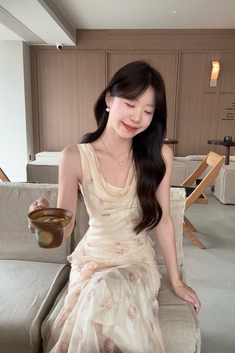 실사 정가 꽃 계곡 인어 슬립 꽃무늬 치마 롱 스커트 몸매 가꾸기 드레스 비스듬한 자르다 인어 꼬리 스커트 상세 이미지 8