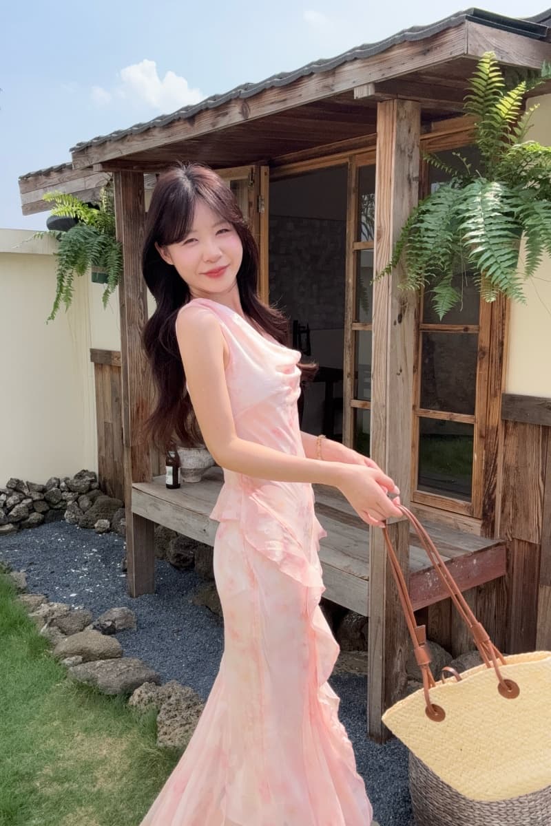 실사 정가 꽃 계곡 인어 슬립 꽃무늬 치마 롱 스커트 몸매 가꾸기 드레스 비스듬한 자르다 인어 꼬리 스커트 상세 이미지 12