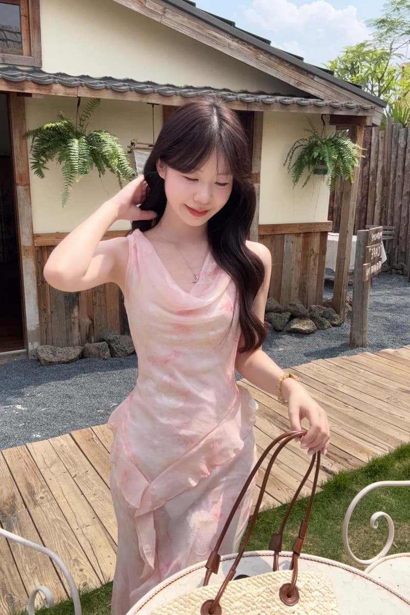 실사 정가 꽃 계곡 인어 슬립 꽃무늬 치마 롱 스커트 몸매 가꾸기 드레스 비스듬한 자르다 인어 꼬리 스커트 상세 이미지 16