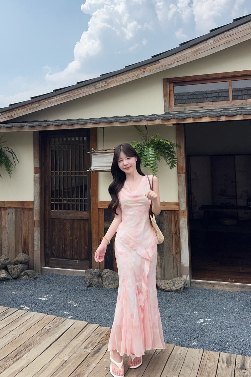 실사 정가 꽃 계곡 인어 슬립 꽃무늬 치마 롱 스커트 몸매 가꾸기 드레스 비스듬한 자르다 인어 꼬리 스커트 상세 이미지 19