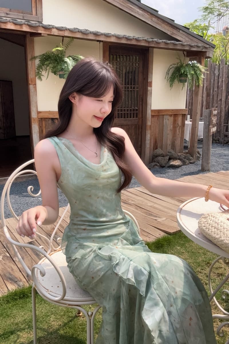 실사 정가 꽃 계곡 인어 슬립 꽃무늬 치마 롱 스커트 몸매 가꾸기 드레스 비스듬한 자르다 인어 꼬리 스커트 상세 이미지 21