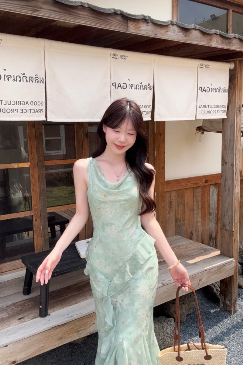 실사 정가 꽃 계곡 인어 슬립 꽃무늬 치마 롱 스커트 몸매 가꾸기 드레스 비스듬한 자르다 인어 꼬리 스커트 상세 이미지 22