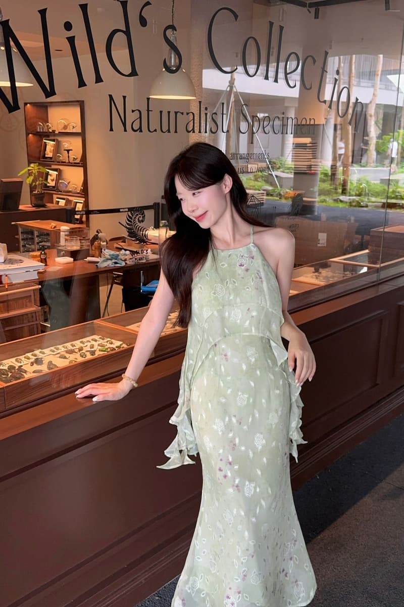 실사 정가 오즈의 마법사 행침 목 슬립 여성 드레스 여름 꽃무늬 인어 꼬리 롱 스커트 섬 착용 가져 가라. 상세 이미지 11