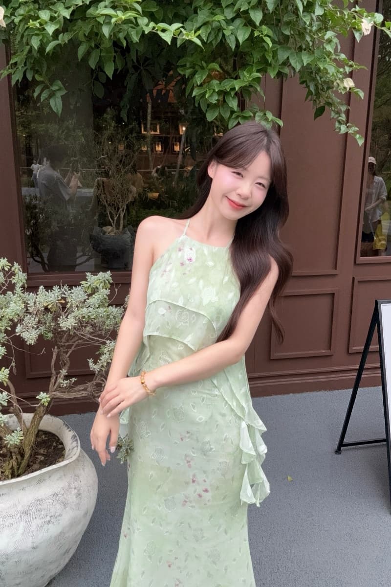 실사 정가 오즈의 마법사 행침 목 슬립 여성 드레스 여름 꽃무늬 인어 꼬리 롱 스커트 섬 착용 가져 가라. 상세 이미지 12