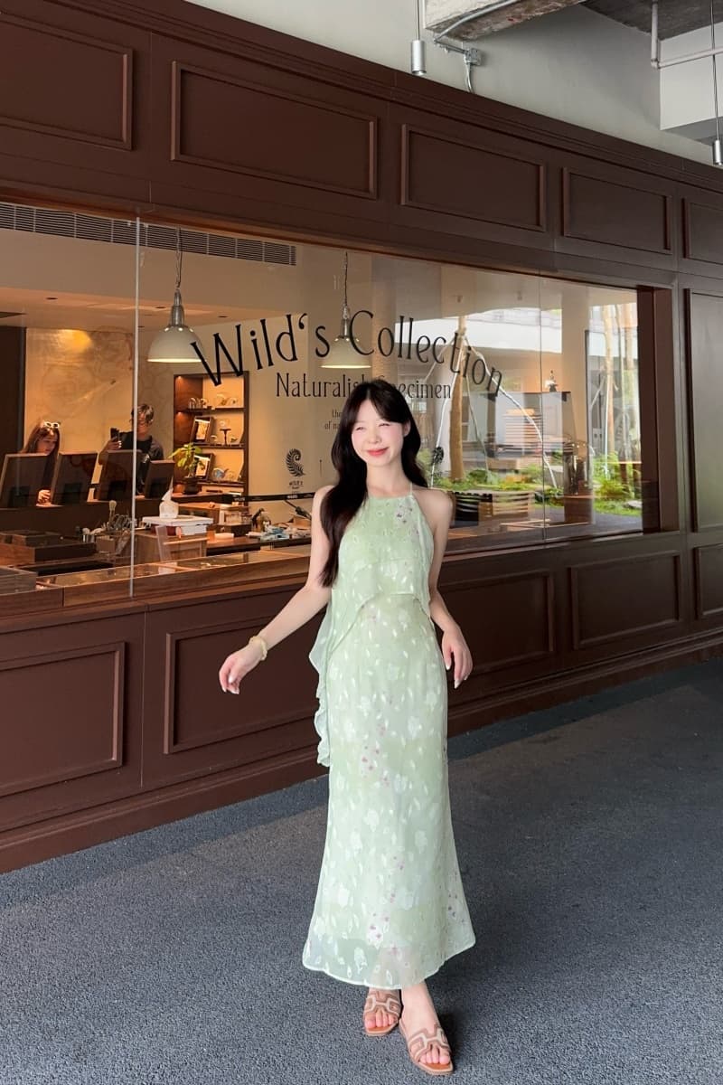 실사 정가 오즈의 마법사 행침 목 슬립 여성 드레스 여름 꽃무늬 인어 꼬리 롱 스커트 섬 착용 가져 가라. 상세 이미지 14