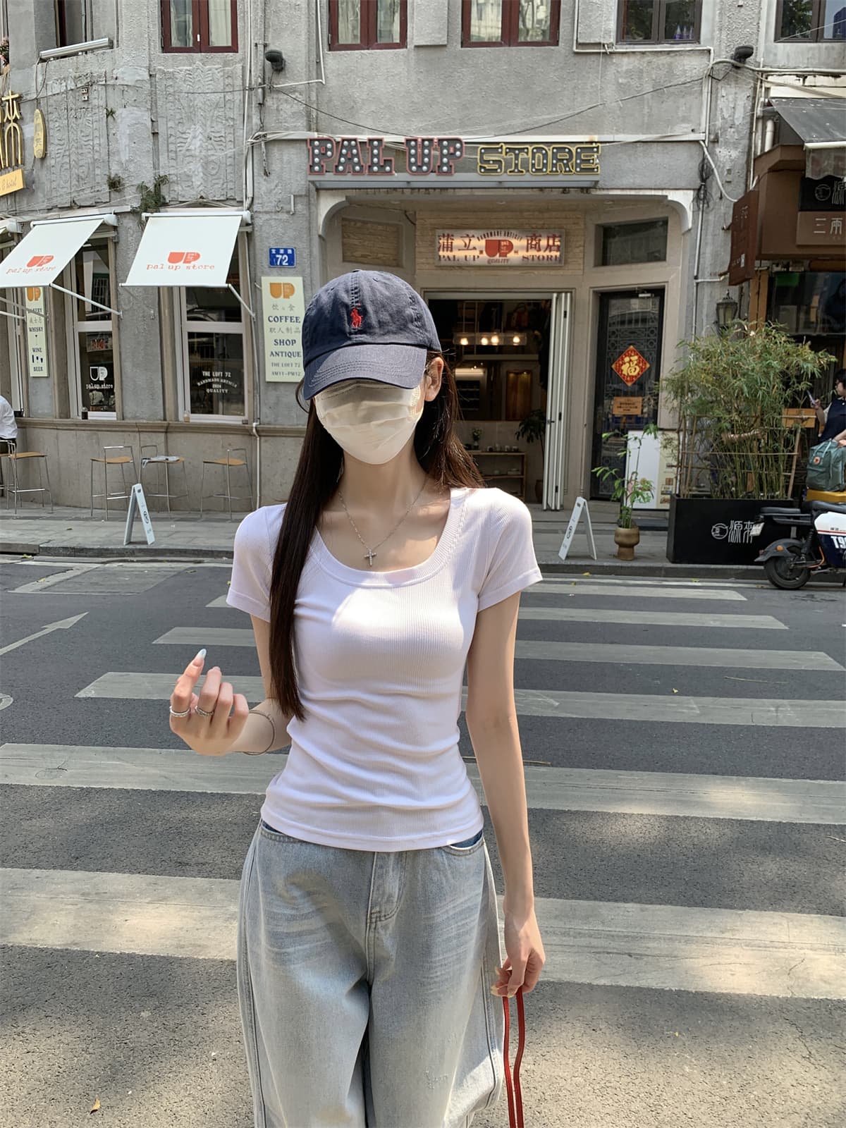 실사 정가 여름 한국 스타일 품격 순수한 욕망 광장 칼라 부드러운 찹쌀 몸매 가꾸기 핫걸 긍정적 인 어깨 슬림해 보이는 반팔 티셔츠 맨위 상세 이미지 26