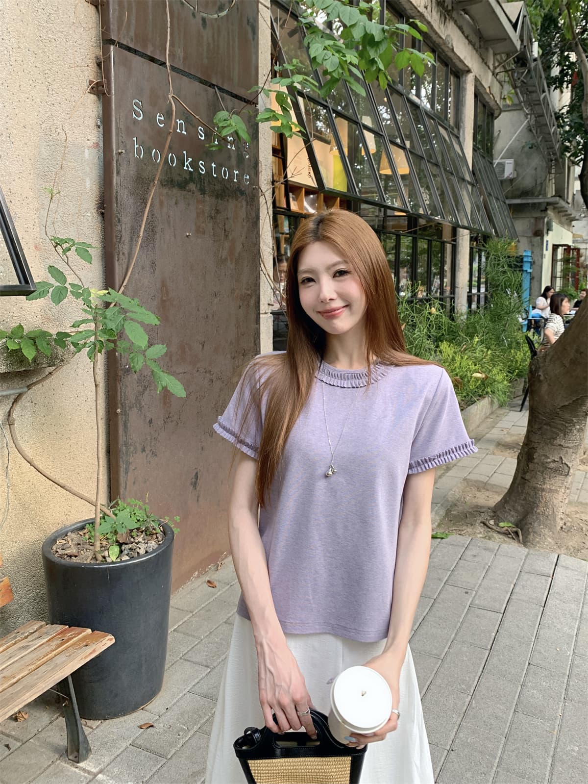 실사 정가 여름 한국 스타일 달콤함 연령 감소 라운드 넥 레이스 디자인 센스 루즈핏 다용도 반팔 티셔츠 맨위 여성 상세 이미지 17