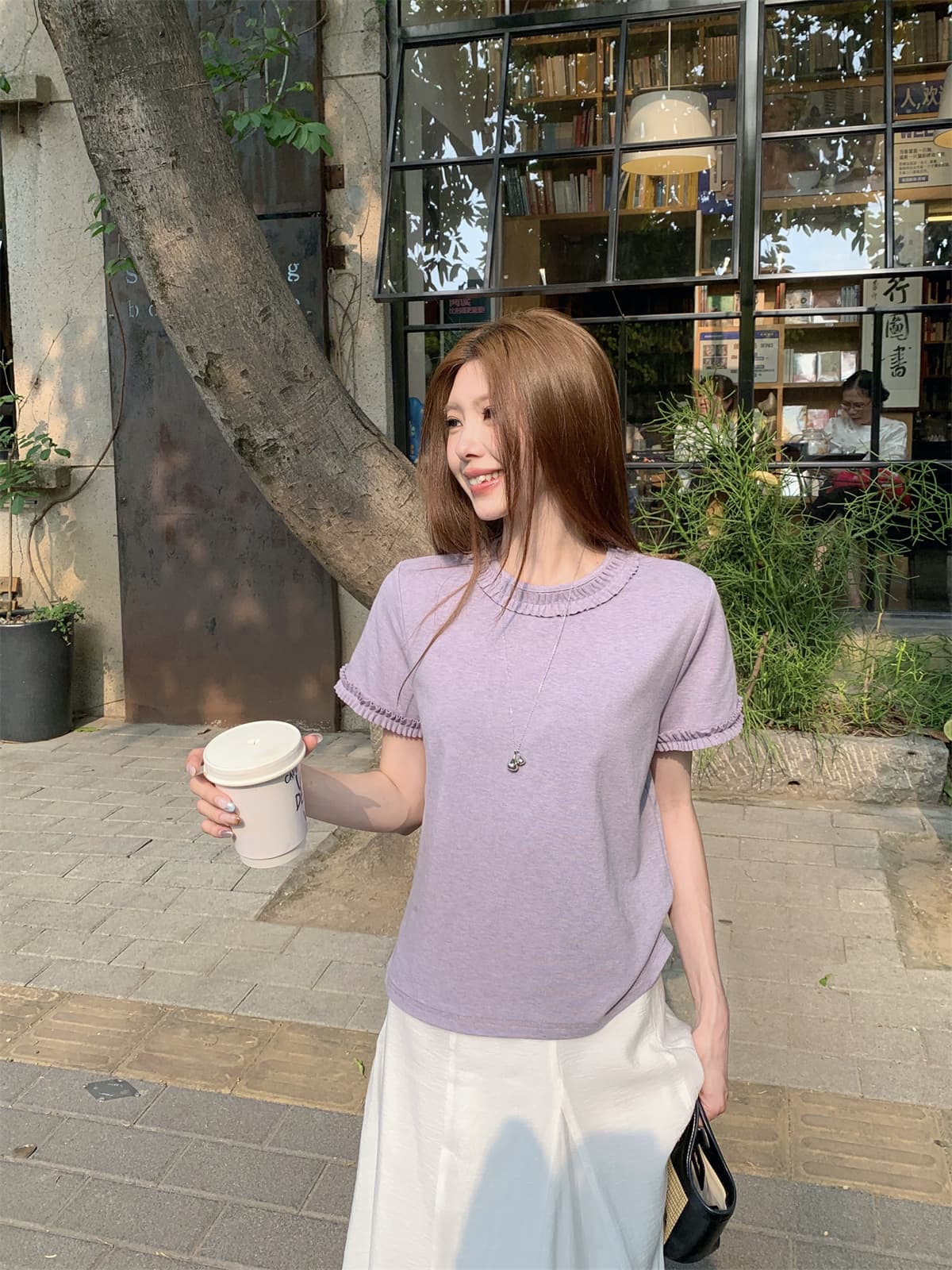 실사 정가 여름 한국 스타일 달콤함 연령 감소 라운드 넥 레이스 디자인 센스 루즈핏 다용도 반팔 티셔츠 맨위 여성 상세 이미지 22