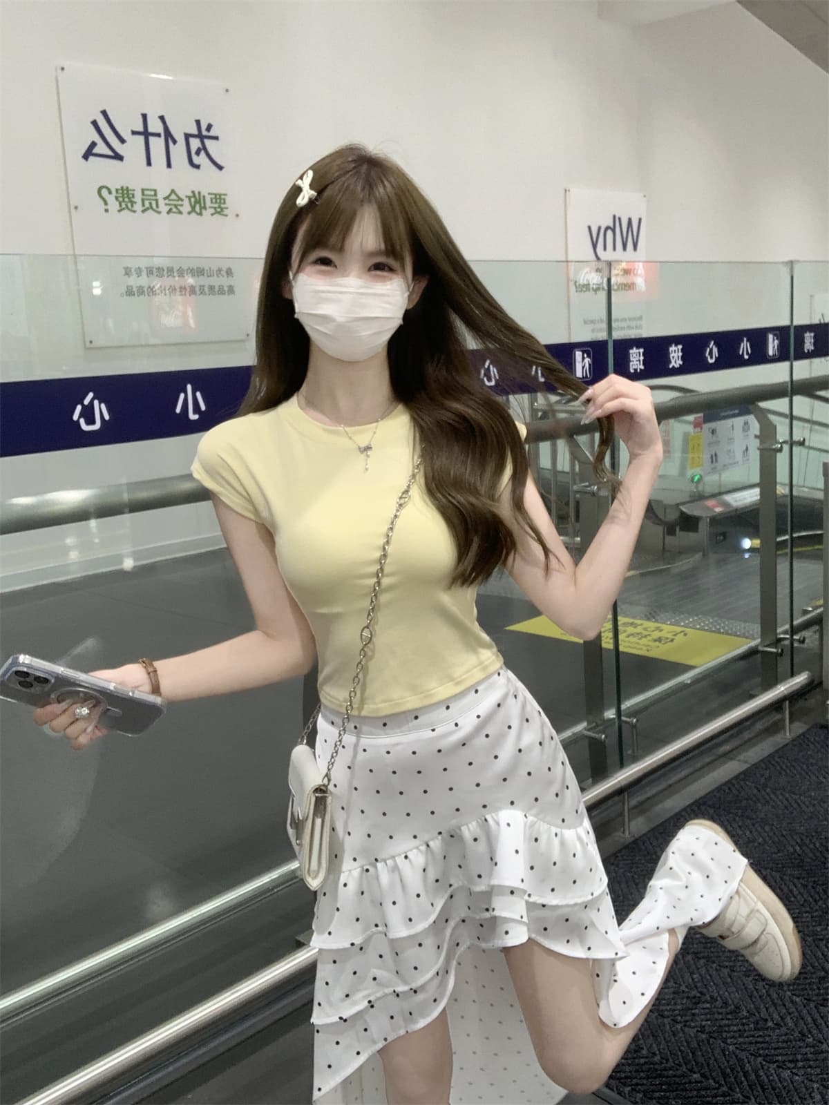 실사 정가 봄 여름 한국 스타일 몸매 가꾸기 핫걸 라운드 넥 가을 어깨 패키지 소매 미니멀리즘 다용도 반팔 티셔츠 쇼트 스타일 맨위 상세 이미지 3