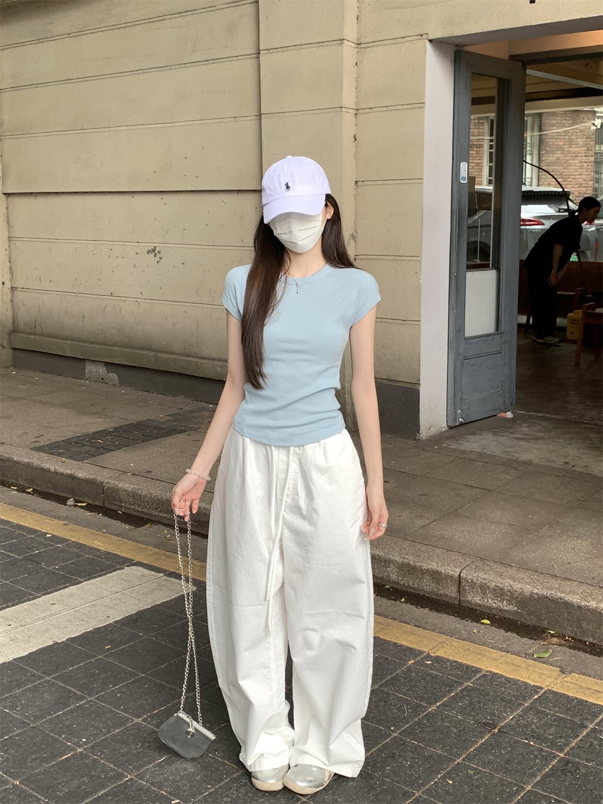 실사 정가 여름 한국 스타일 라운드 넥 몸매 가꾸기 미니멀리즘 다용도 품격 가을 어깨 소매 사탕 색상 반팔 티셔츠 맨위 상세 이미지 27