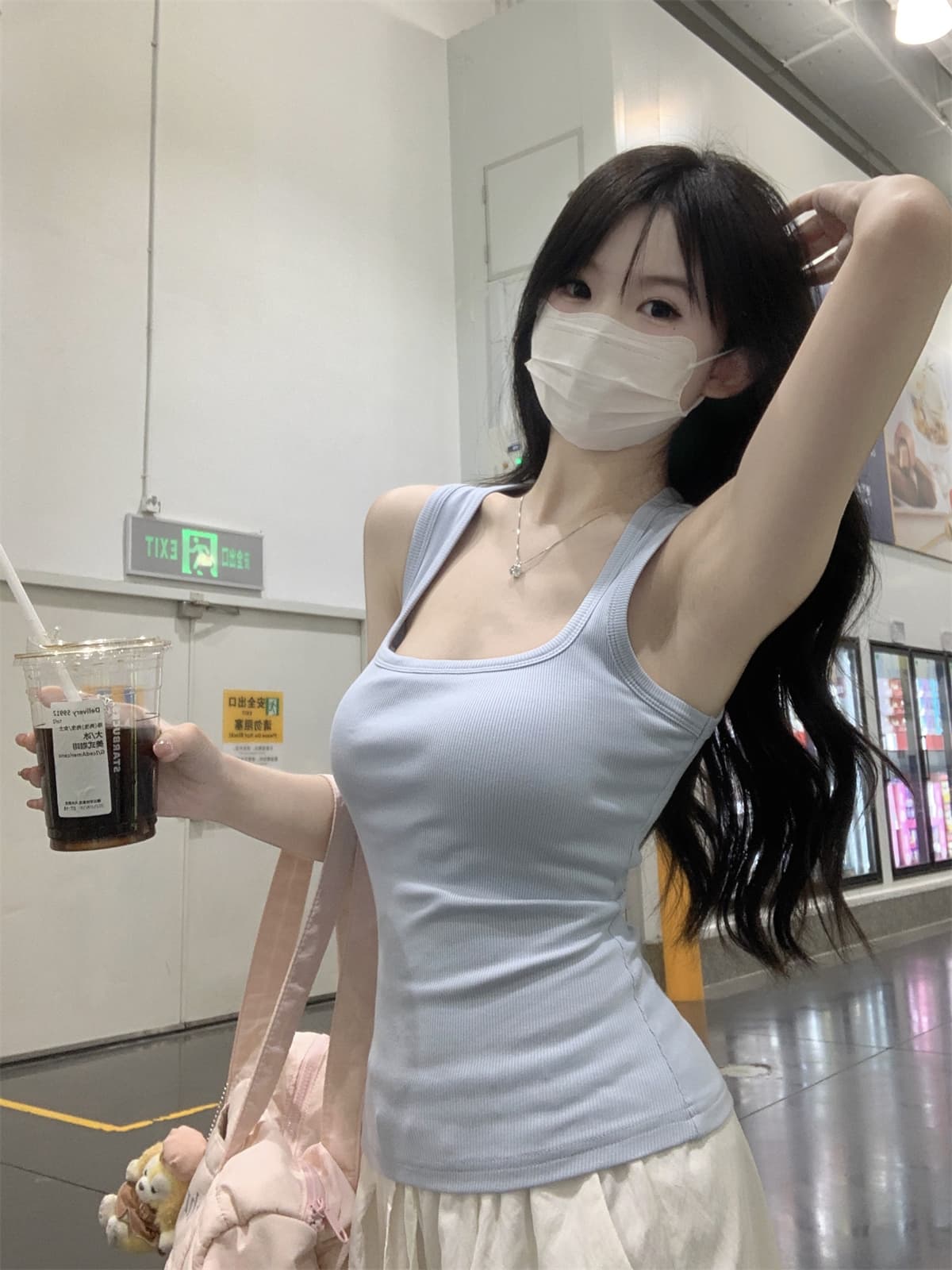 실사 정가 봄 여름 한국 스타일 순수한 욕망 광장 칼라 몸매 가꾸기 핫걸 외출용 벨트 가슴 패드 슬립 만나는 조끼 맨위 상세 이미지 11
